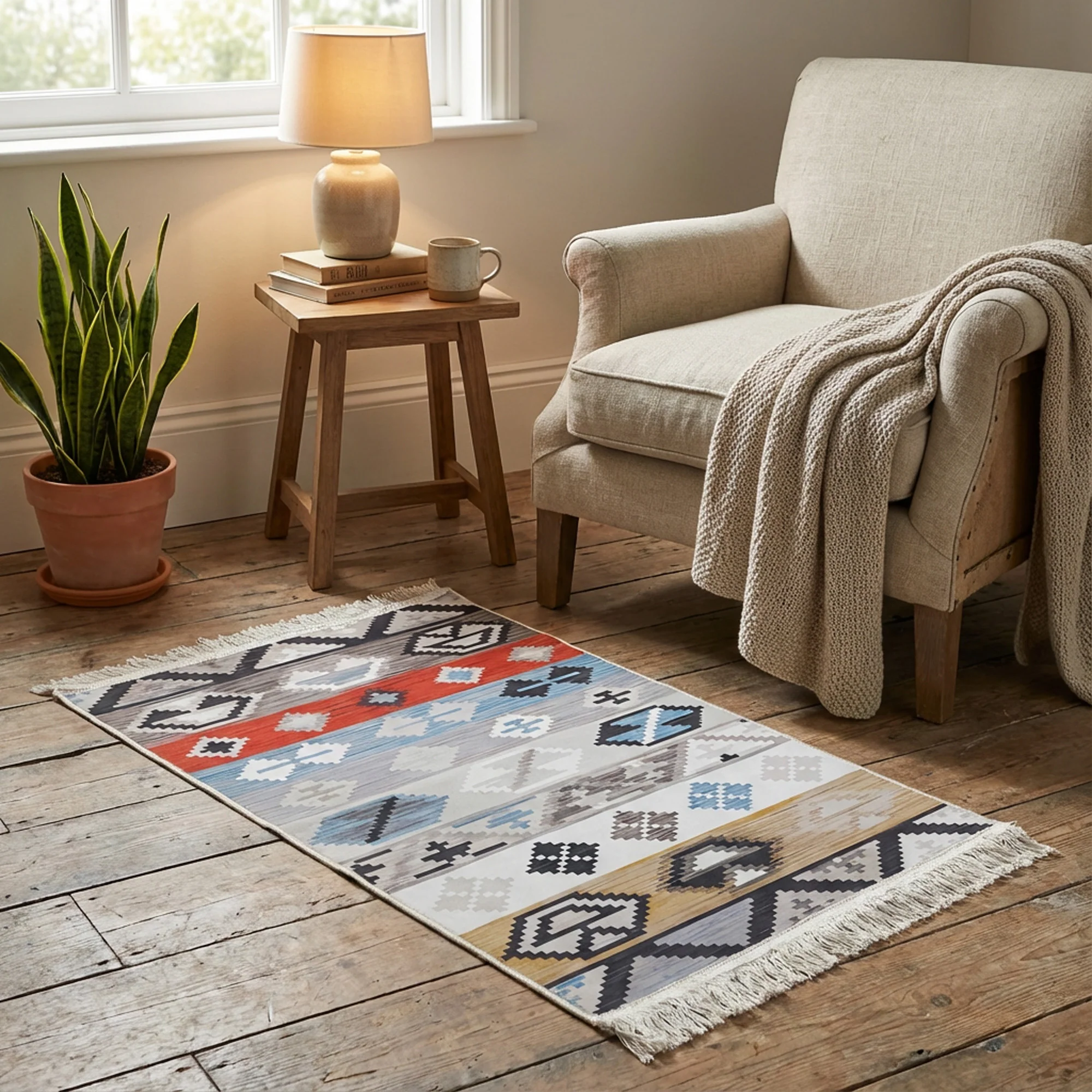 1 x 1.5m Modern Geometric Design Carpet Multicoloured