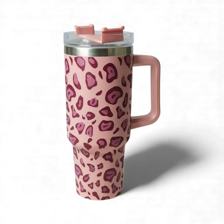 1.2Lt Stainless Steel Animal Print Flask Pink