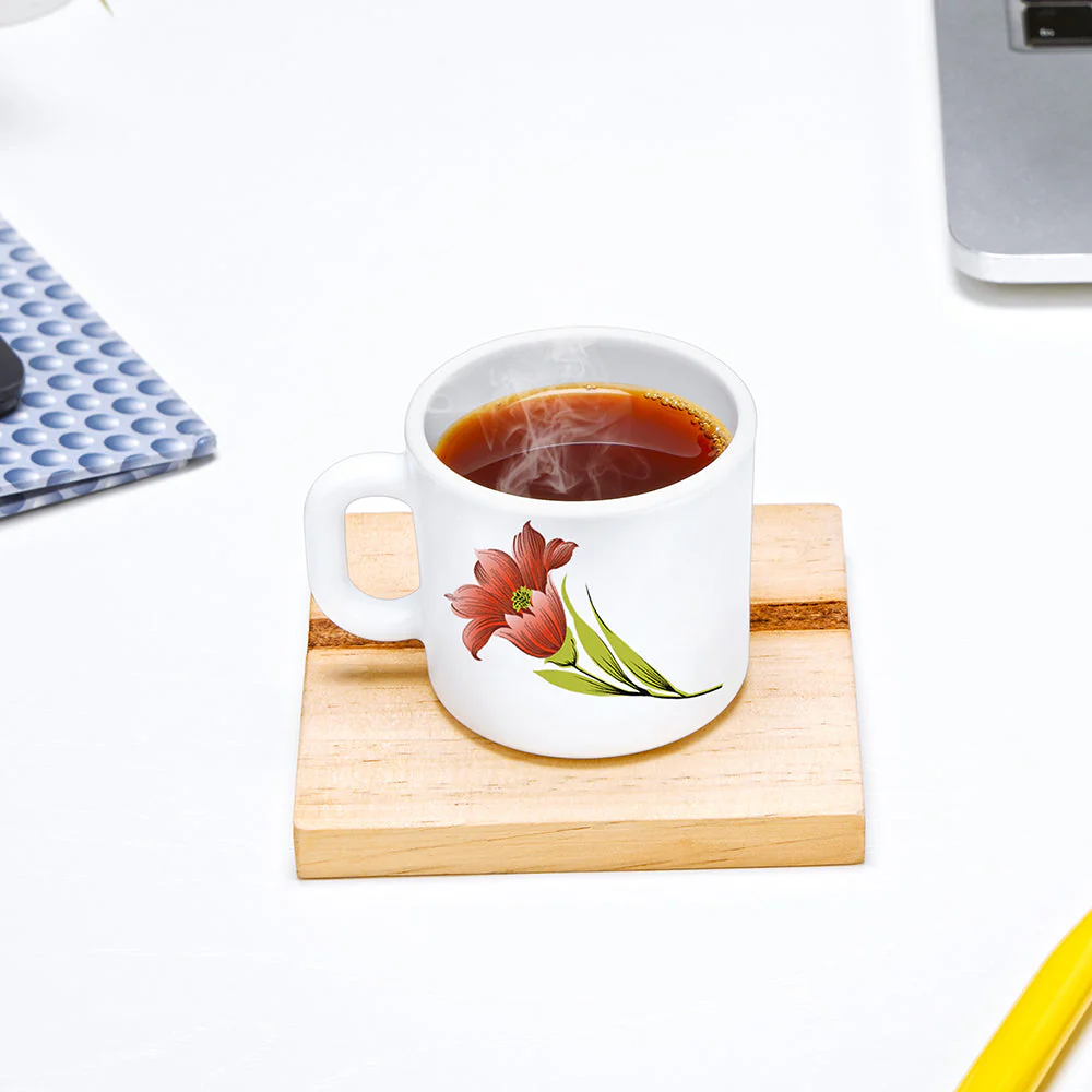 Larah by Borosil Red Iris Mug Set, 240ml x 2