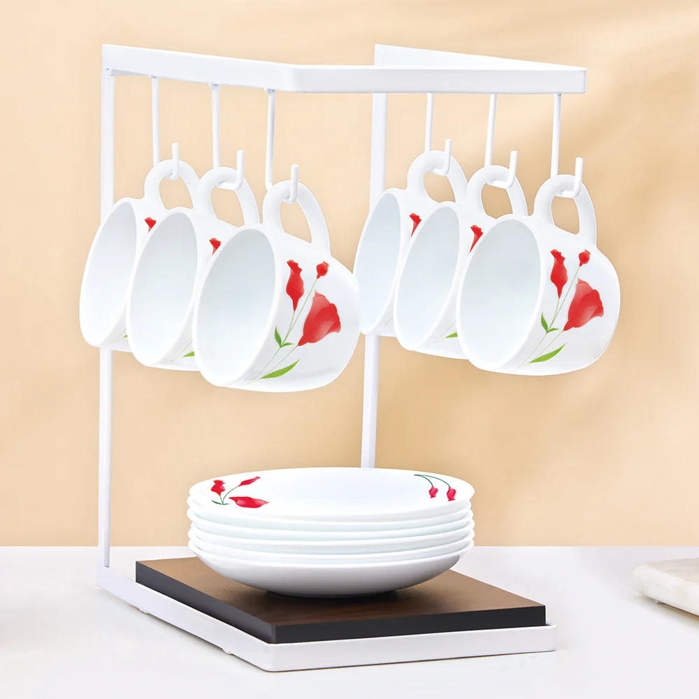 Larah by Borosil Diana Cup n Saucer Set, 140ml x 12