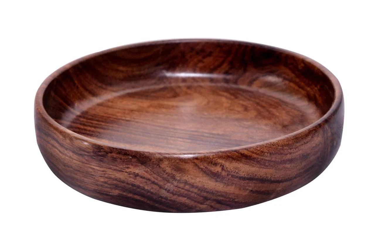 Solid Wood SESAME Wooden Round Shape Multipurpose Serving Bowl