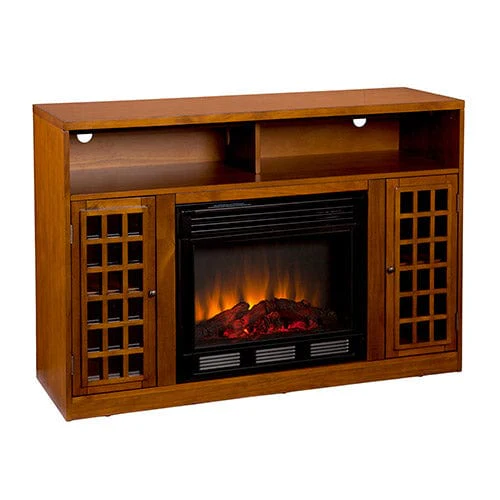 Narita Electric Fireplace Media Cabinet in Glazed Pine