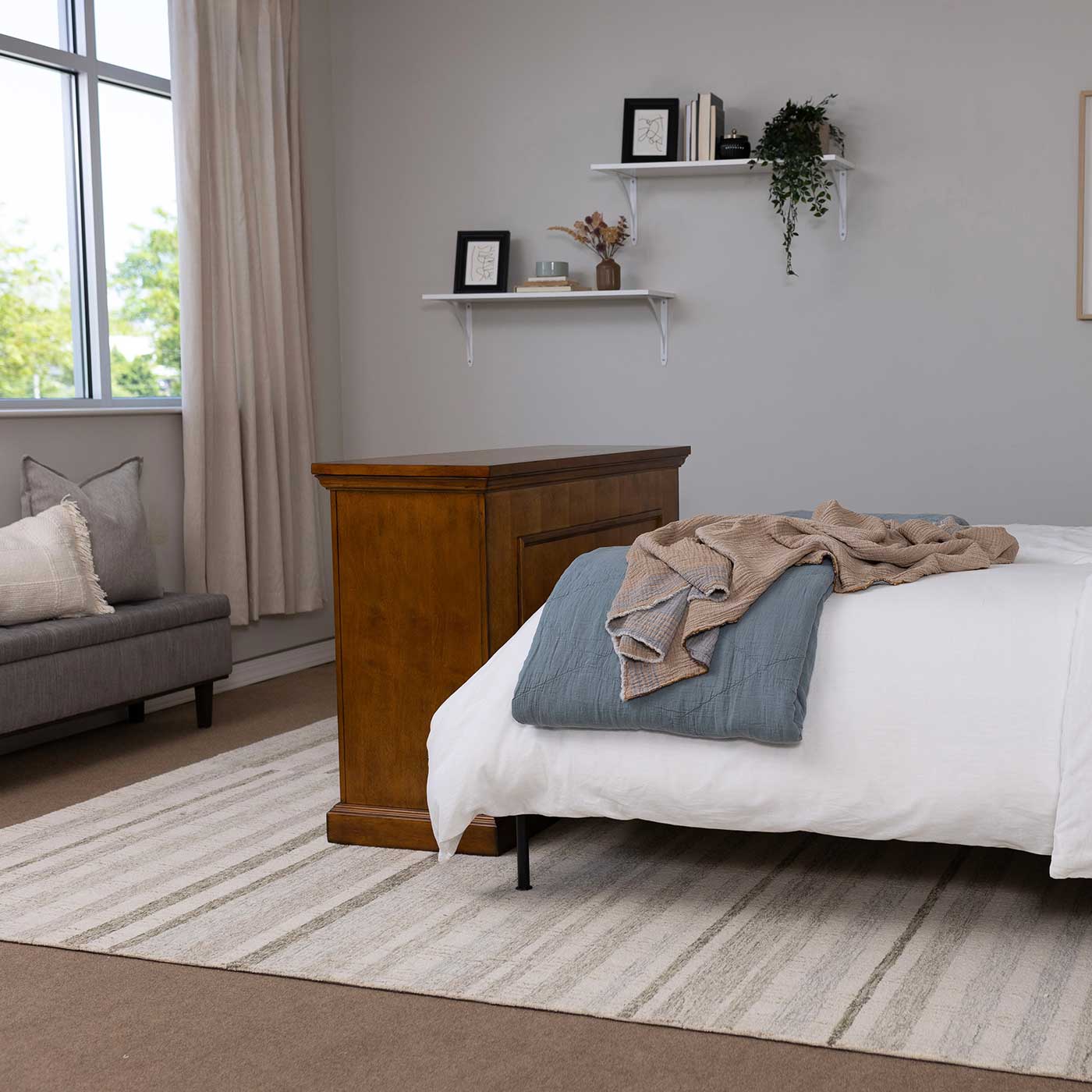 The Elevate 72009 Honey Oak Smart TV Lift Cabinet for 50 Inch Flat screen TVs