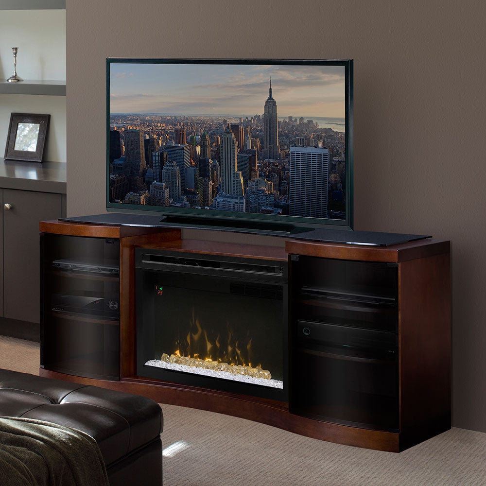 Acton Walnut Multi-Fire XD Electric Fireplace Entertainment Center w/Glass Embers