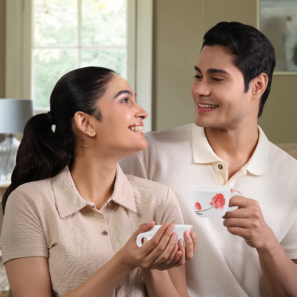 Larah by Borosil Belle Cup n Saucer Set, 140ml x 8