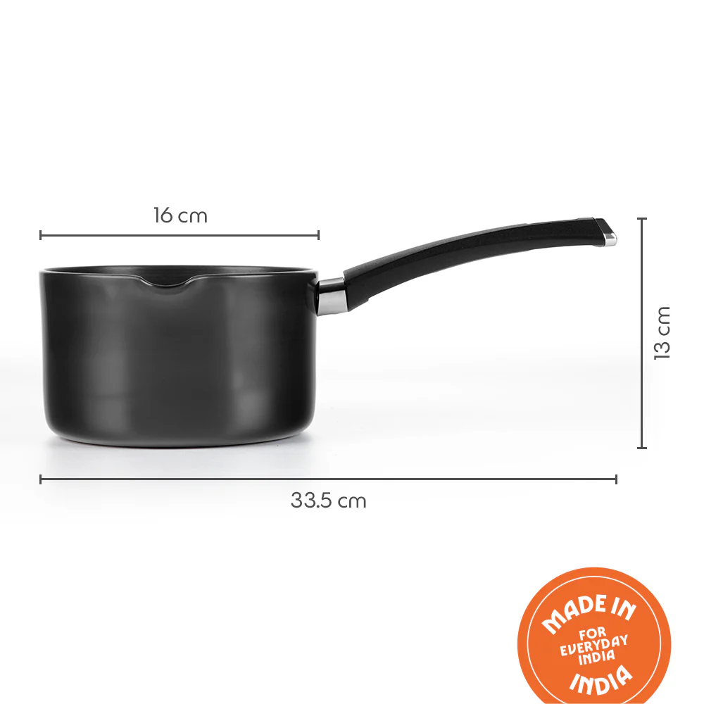 Hard Anodized Induction Base Spout Sauce Pan, 16 cm / 2L