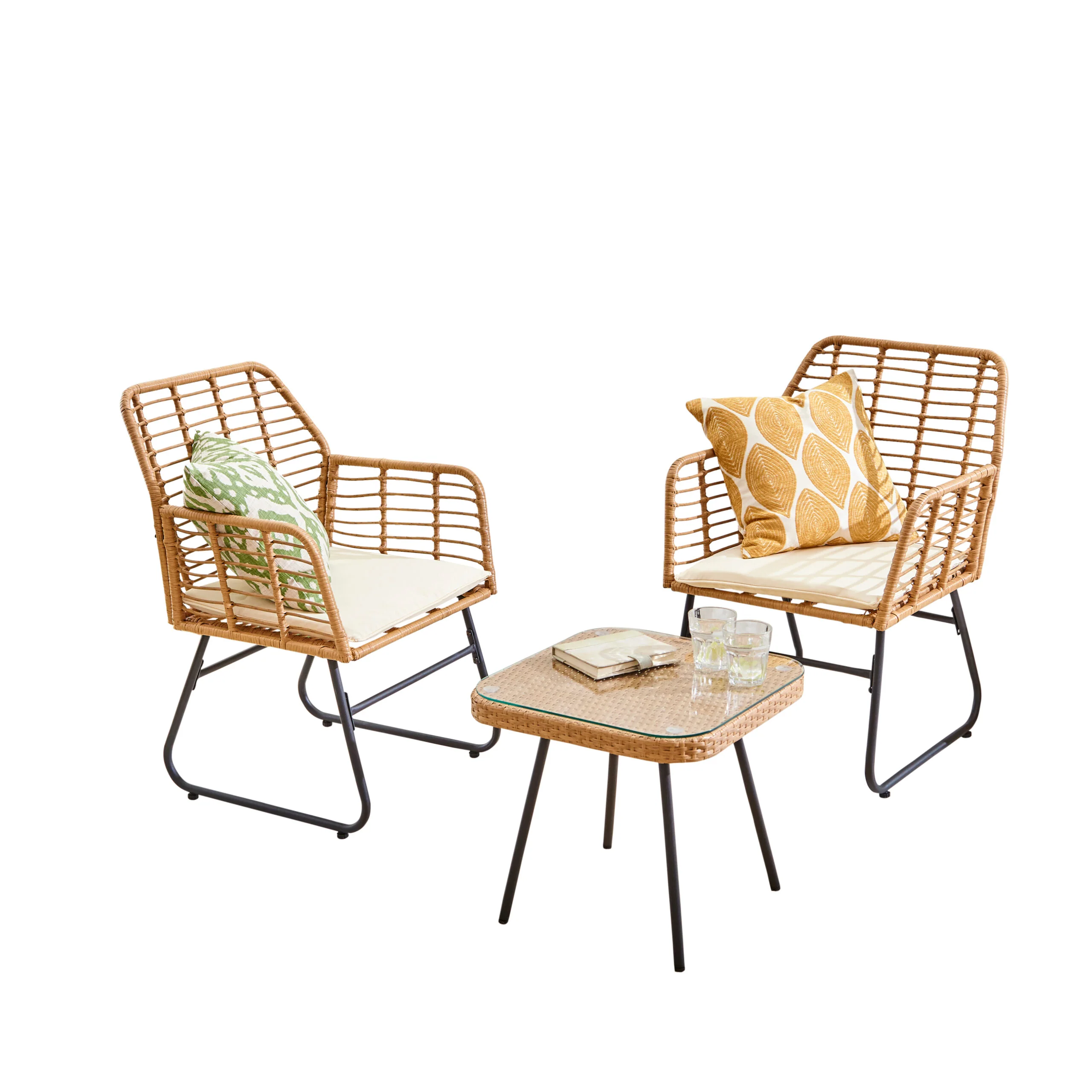 Neo 3 Piece Bamboo Style Garden Table & Chairs Bistro Set