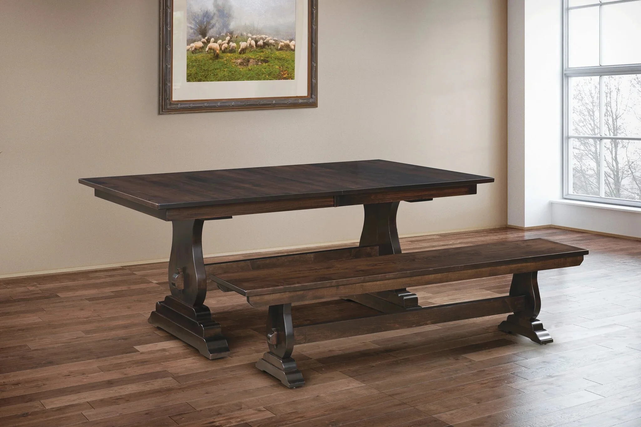 Amish Holland Double Pedestal Table