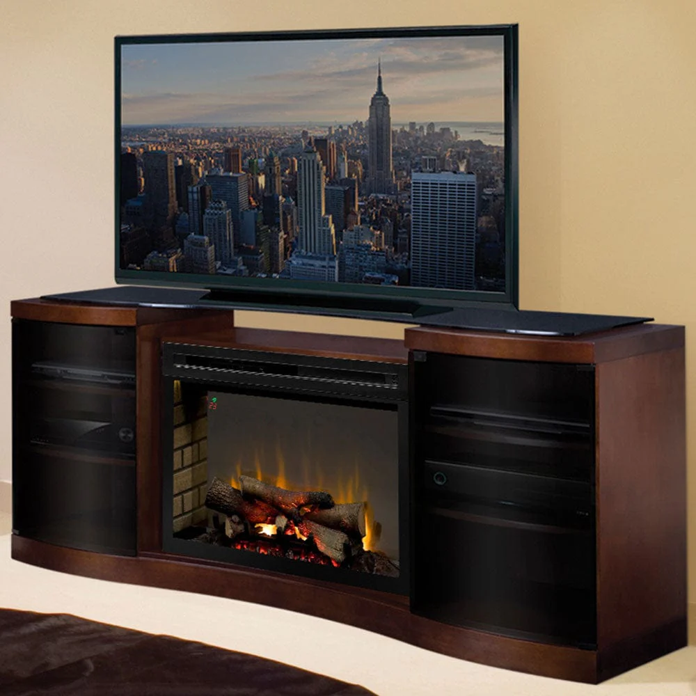 Acton Walnut Multi-Fire XD Electric Fireplace Entertainment Center w/ Logs