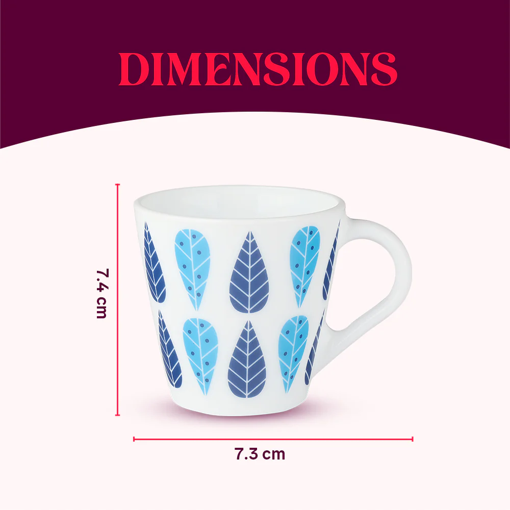 Larah by Borosil Novelty Fable Mug Set, 160ml x 6