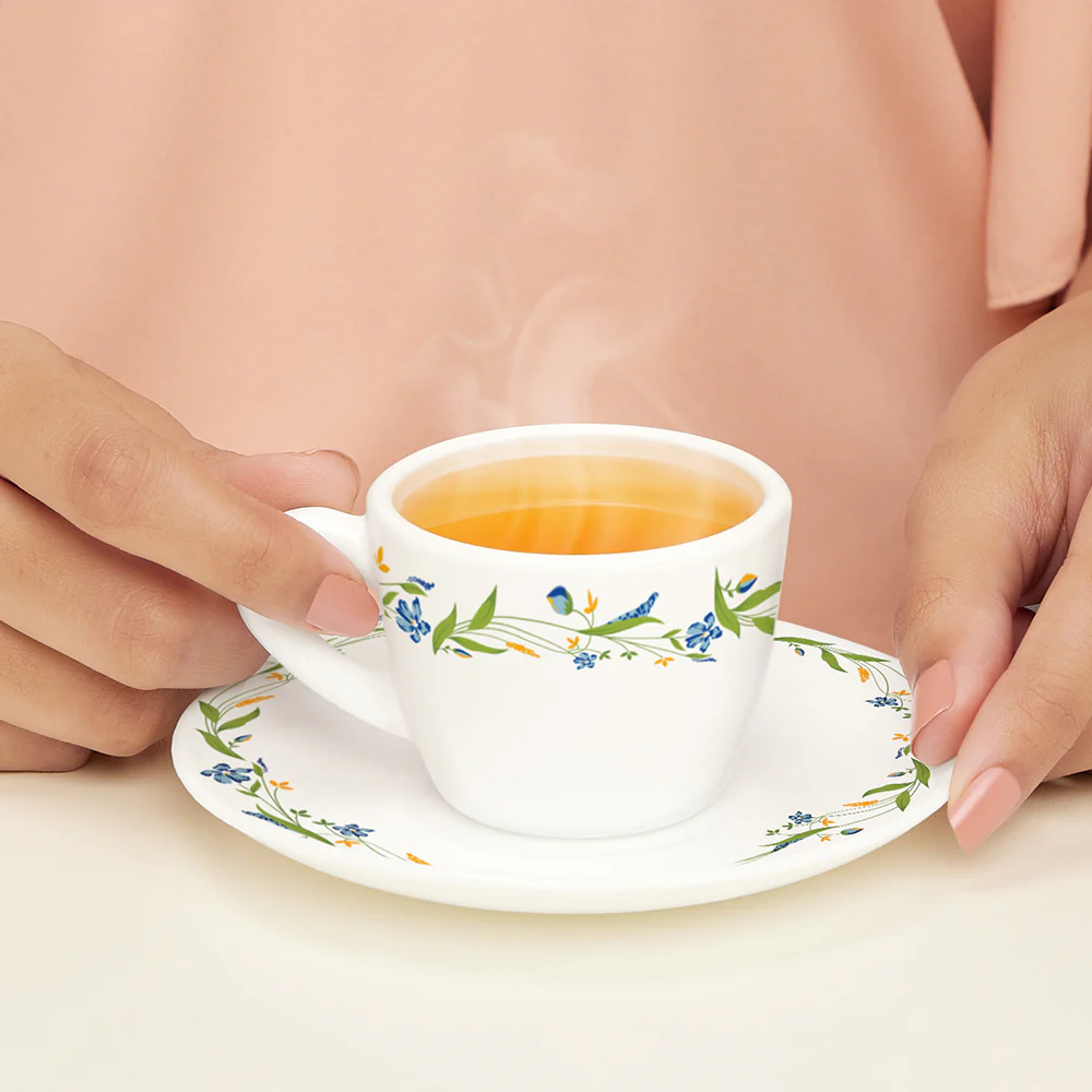 Larah by Borosil Cripper Cup n Saucer Set, 90ml x 12