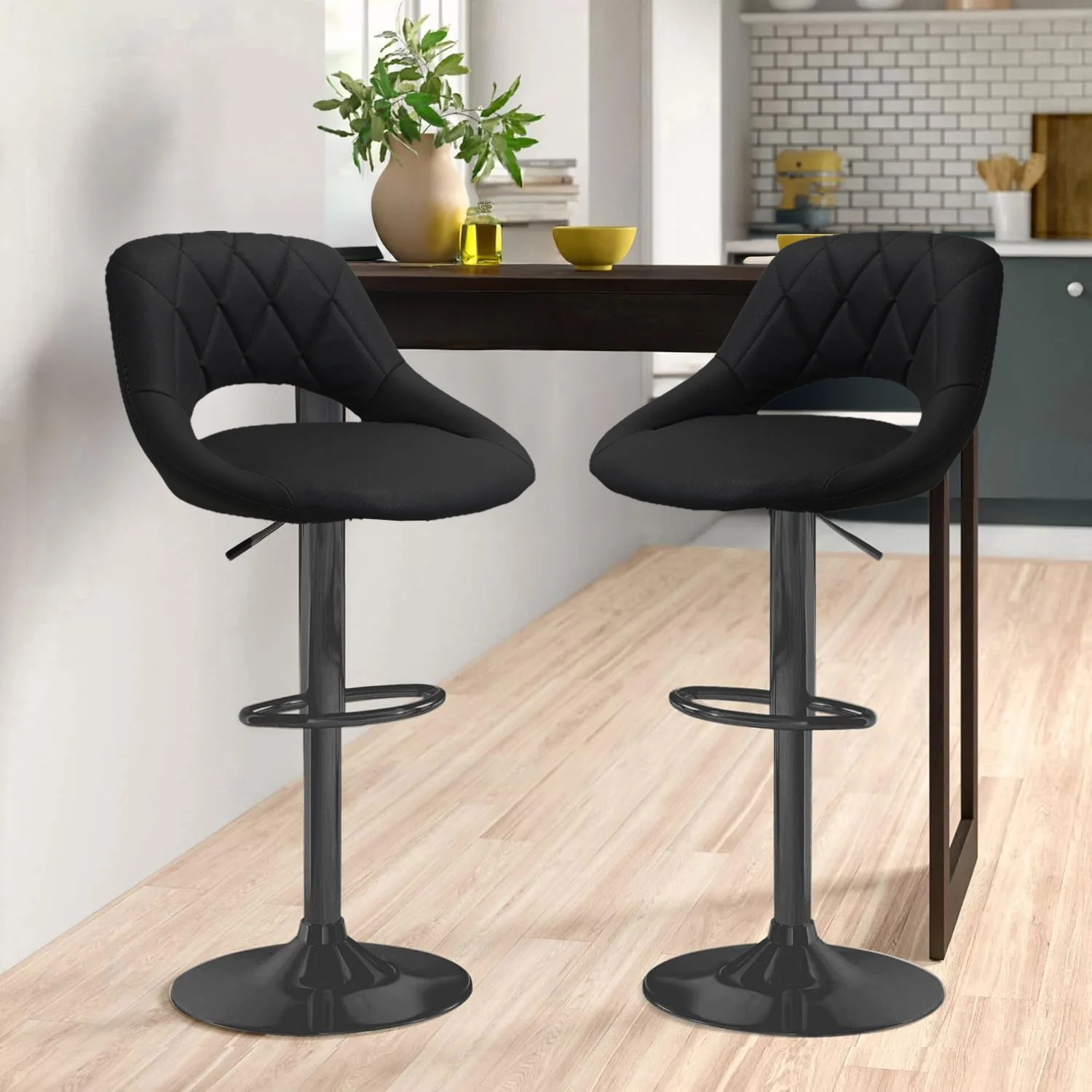 Neo Black Faux Leather Bar Stools