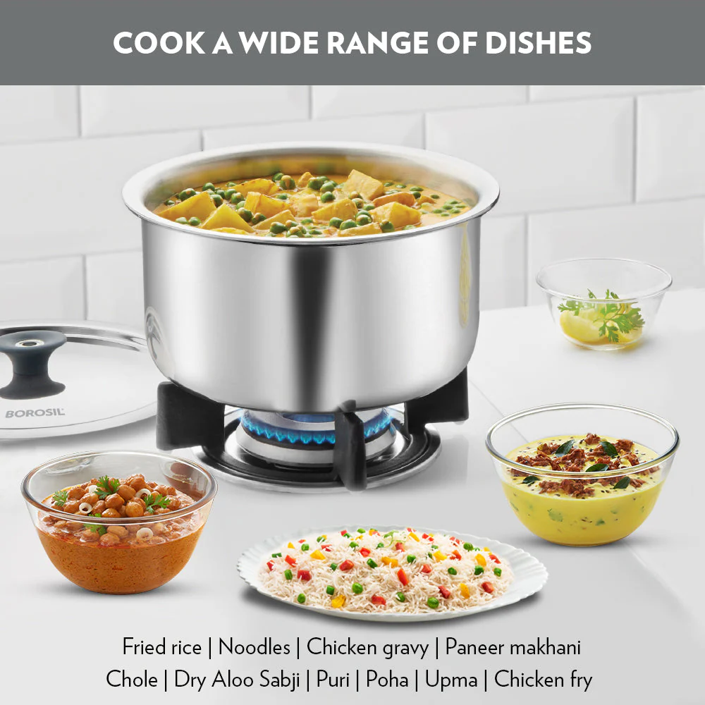 Borosil Cookfresh Triply Tope (Silicone Knob on Lid)