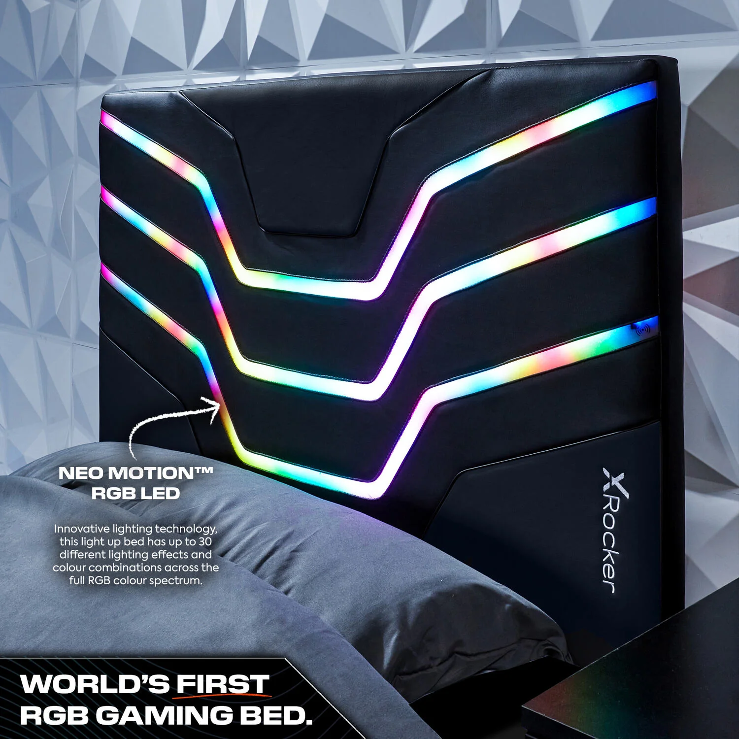 Cosmos LED Single Gaming Bed in a Box - Black RGB