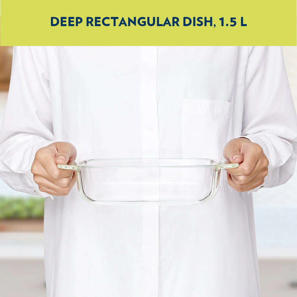 Borosil Deep Rectangular Dish, 1.5L