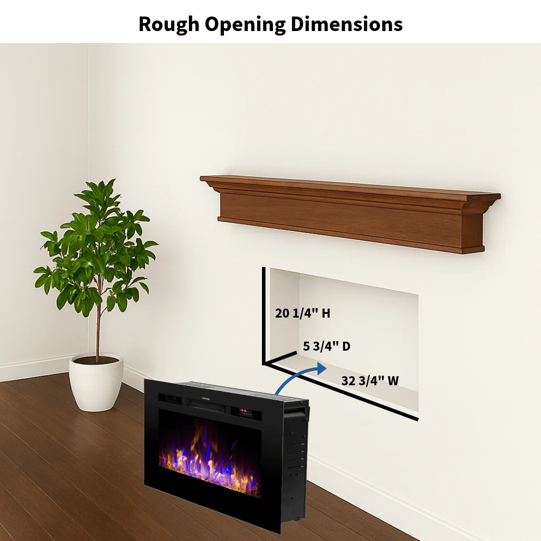 The Sideline 36 Inch Recessed Smart Electric Fireplace 80014