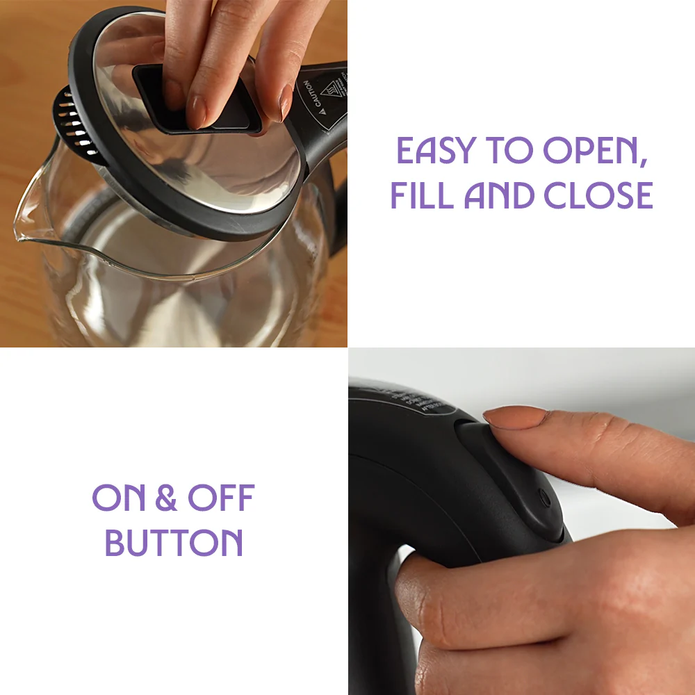 Crystal 1.8L Electric Glass Kettle, 1500 W