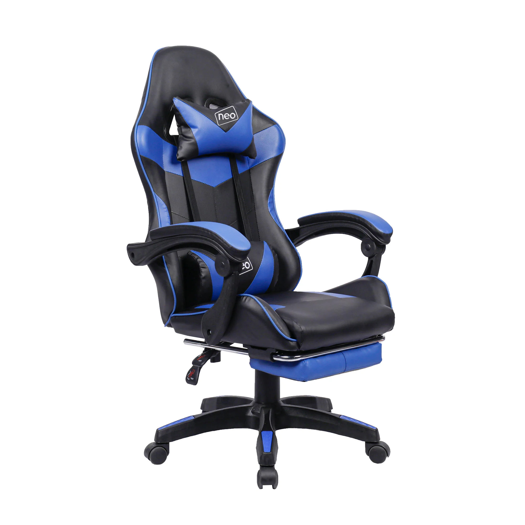 Neo Gaming Chair Blue & Black PU Leather With Footrest