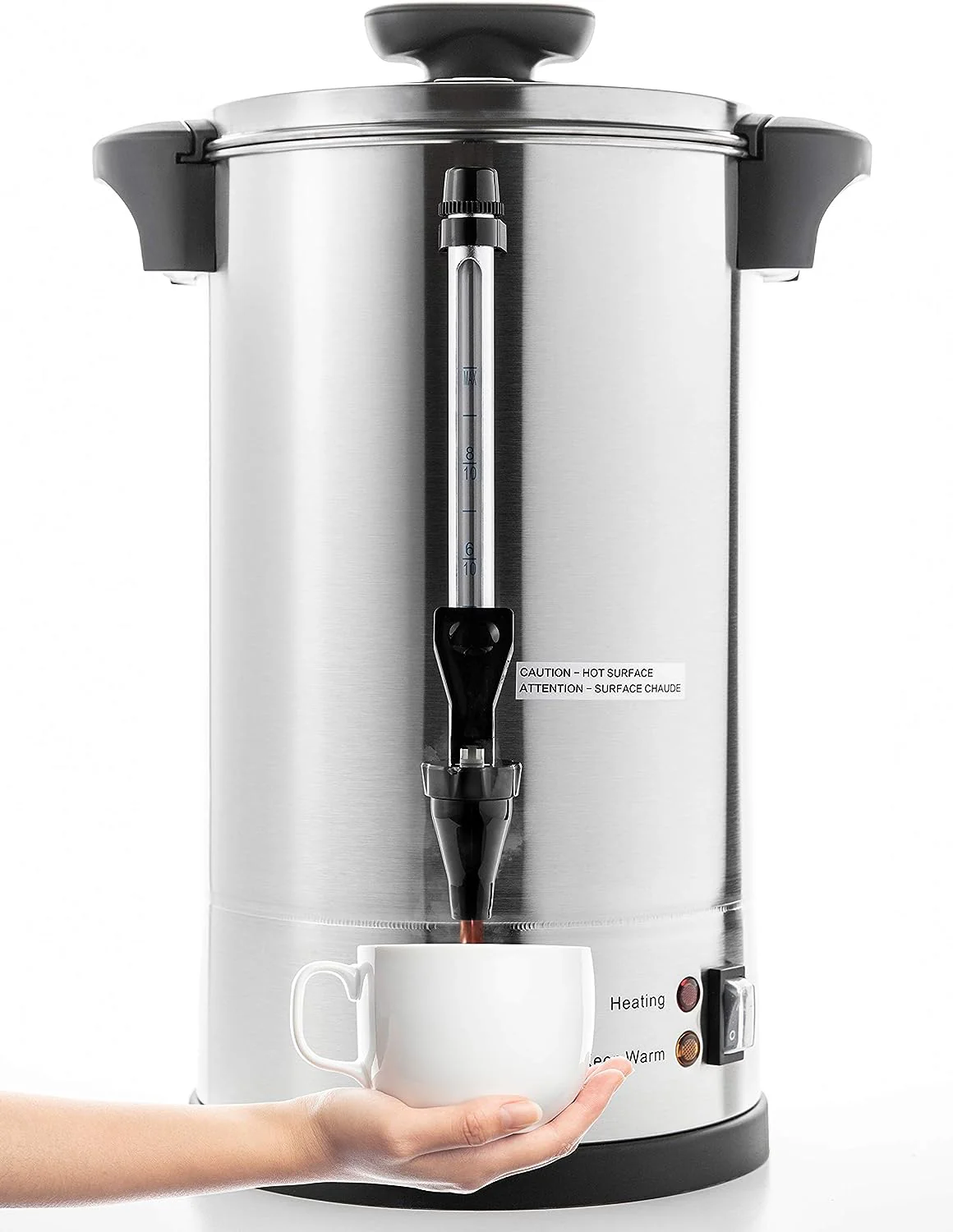 Commercial Grade Stainless Steel Percolate Coffee Maker Hot Water Urn for Catering, 50-Cup 8 L