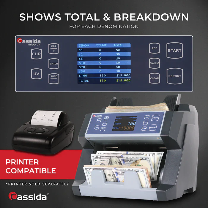 Cassida 6600 UV/MG Business Grade Bill Counter with ValuCount