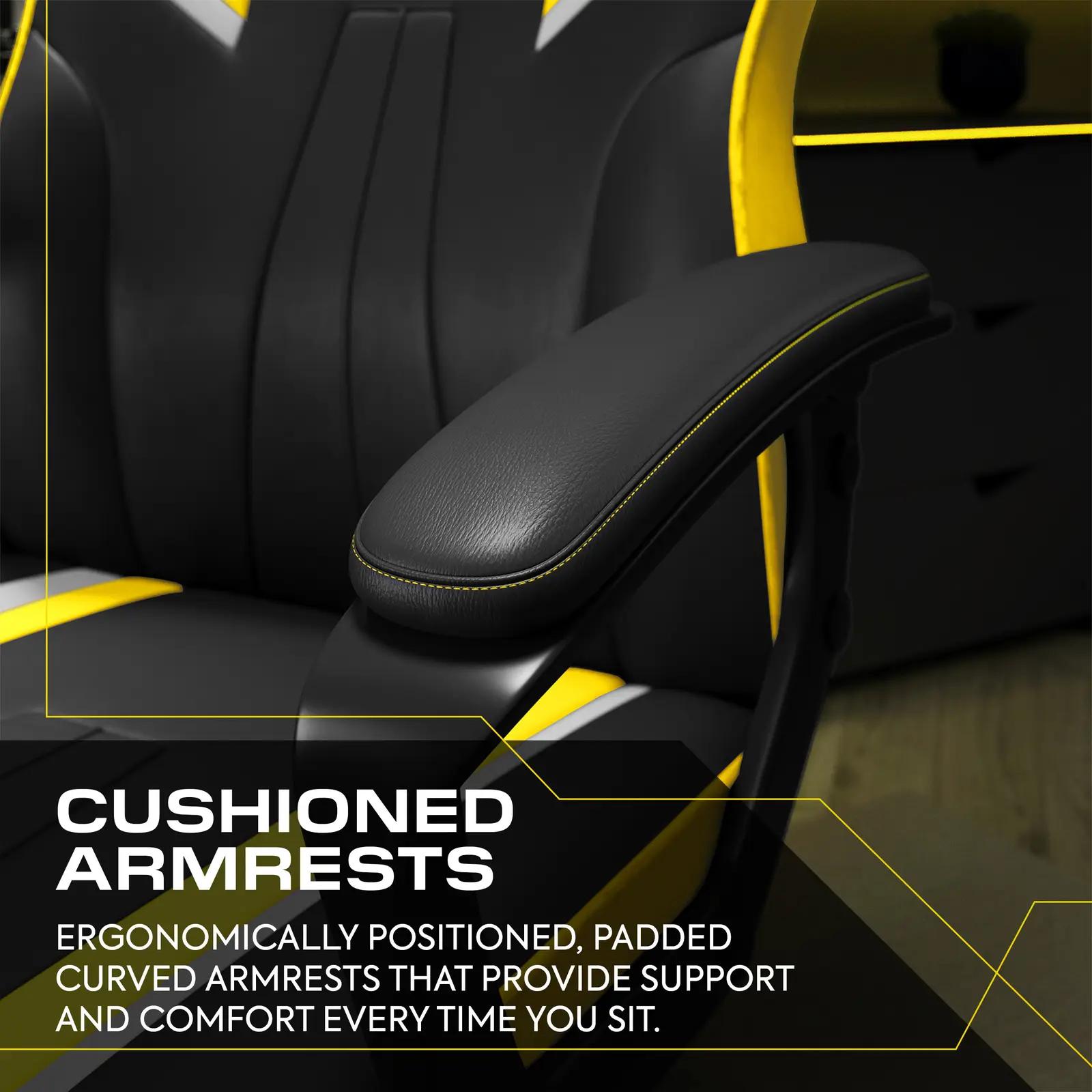 Tempest Ergonomic PC Office Gaming Chair - Yellow
