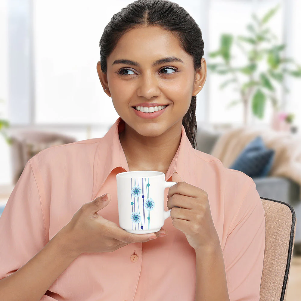 Larah by Borosil Bluebell Mug Set, 240ml x 2