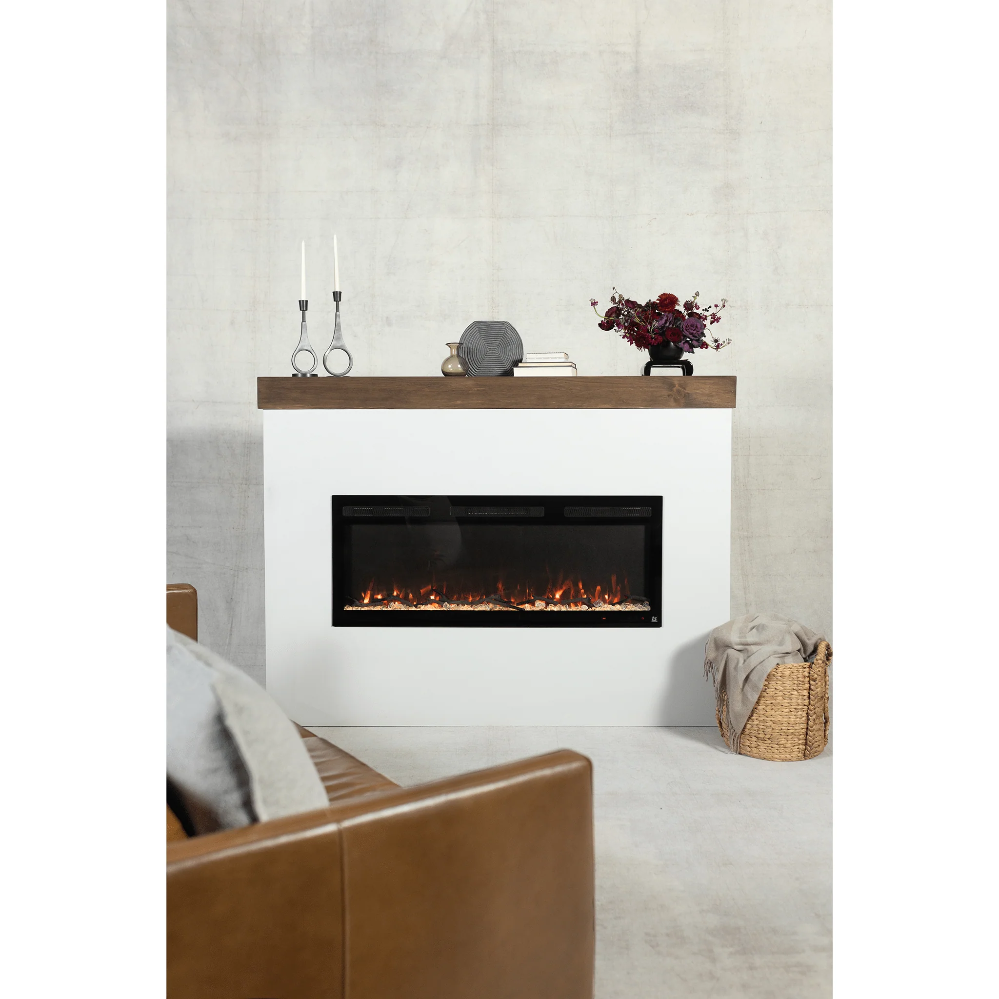 Sideline Fury 50 Inch Slim-Depth Recessed Smart Electric Fireplace 80054