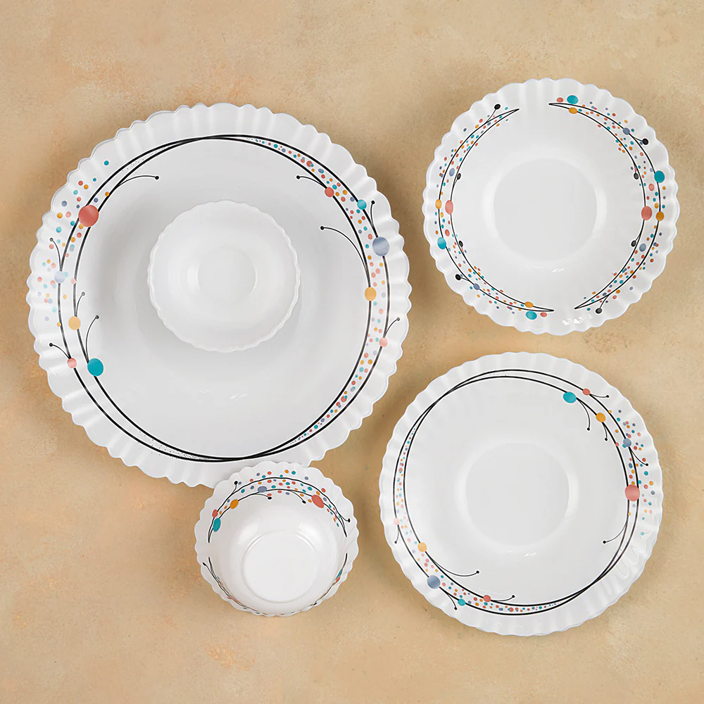 Larah by Borosil, Swirl Dinner Set, 35 pc