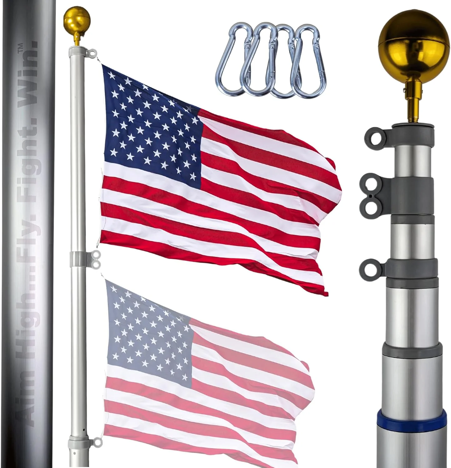 Heavy Duty Telescoping Flagpole Kit, 25 Foot