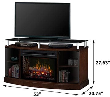 Windham Electric Fireplace Media Console in Mocha w/ Logs