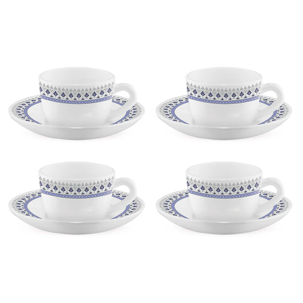 Larah by Borosil Ocean Cup n Saucers Set, 140ml x 8