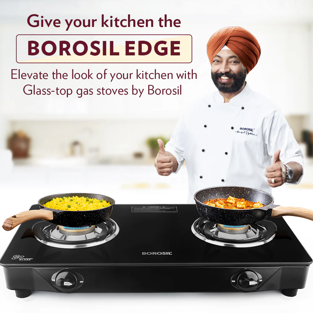 Borosil Magnum Glass-top Gas stove, 2 Burners