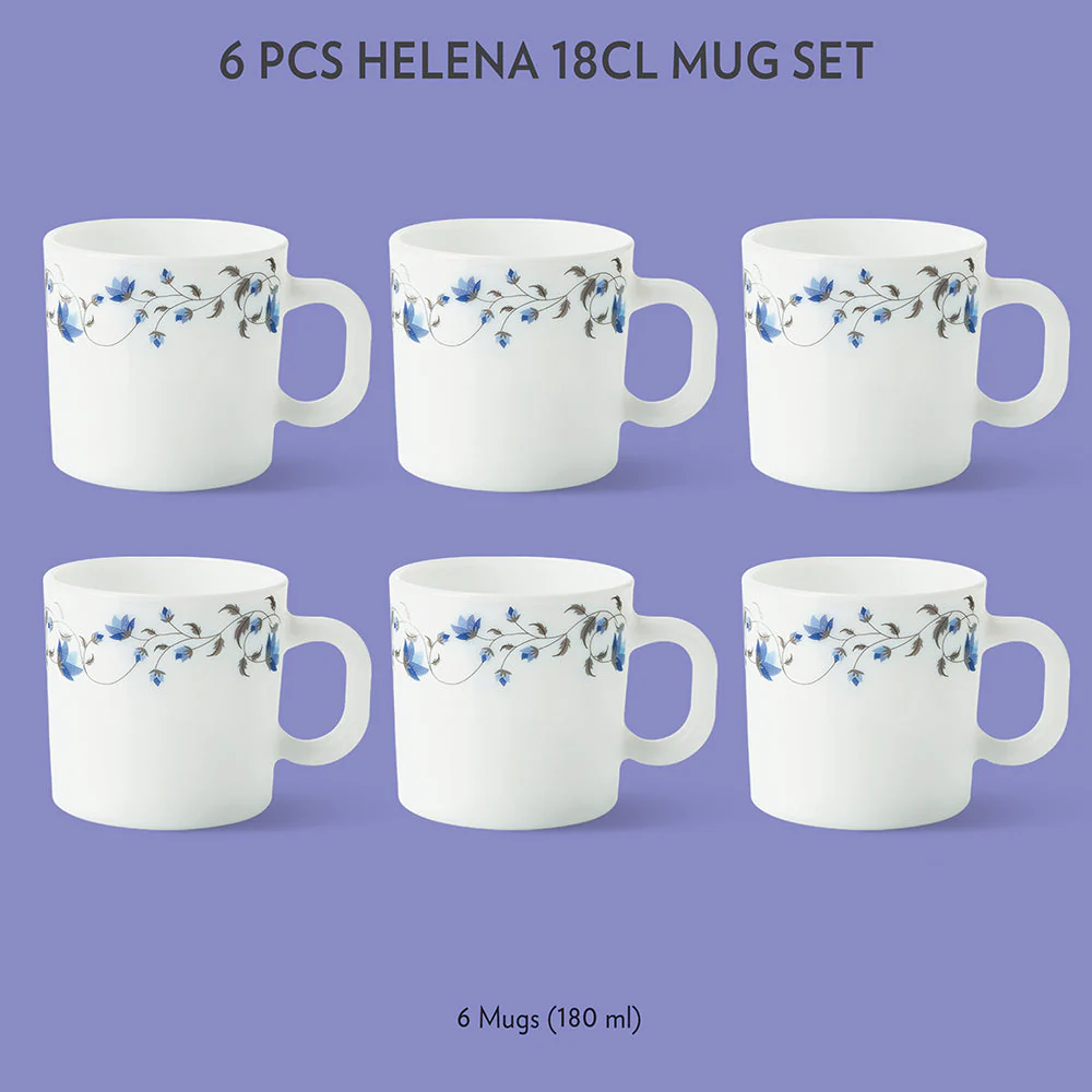 Larah by Borosil Helena Mug Set, 180ml x 6