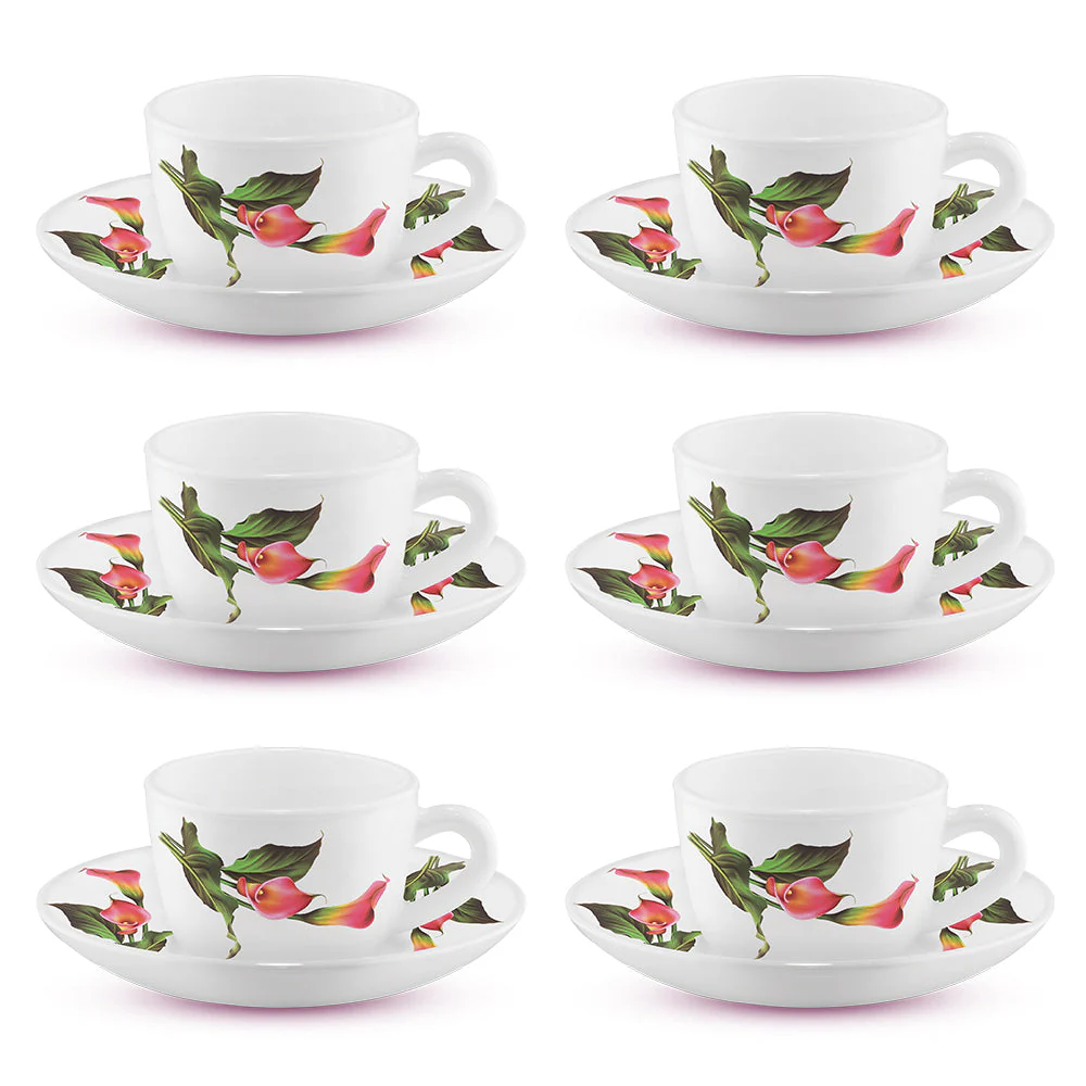 Larah by Borosil Stargazer Cup n Saucer Set, 140ml x 8