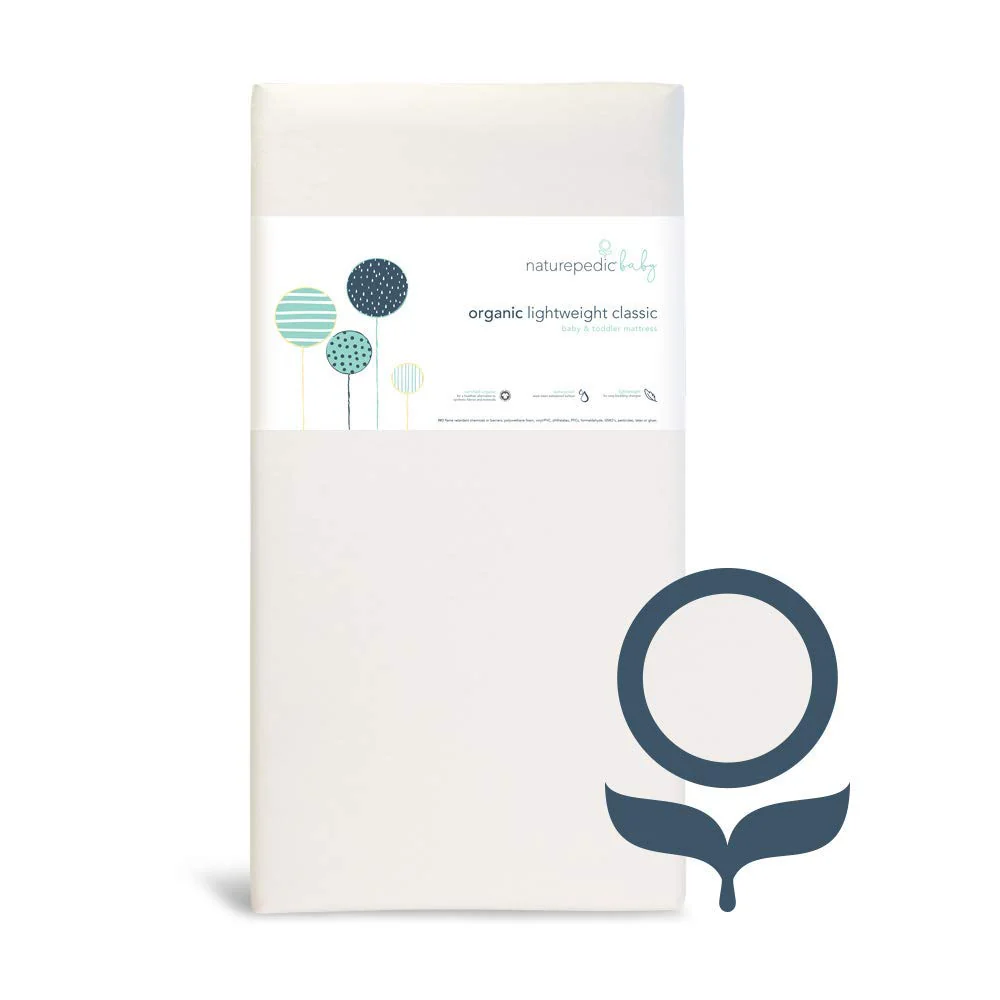 Organic Crib Natural Mattress, Lightweight Non-Toxic Baby and Toddler Bed - 52 x 28 Inches