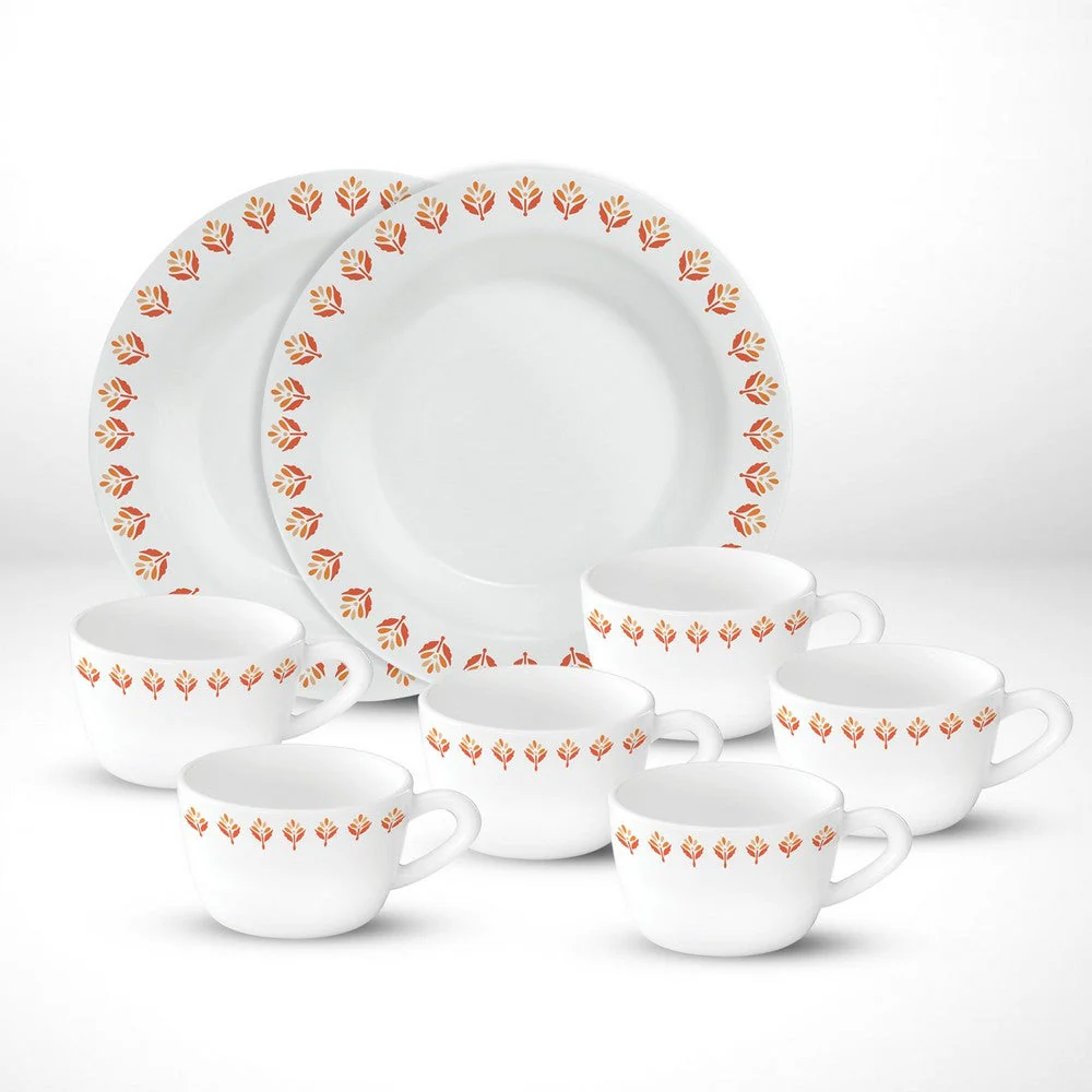 Larah by Borosil Gardenia Snack Set w Cups, 8 pc