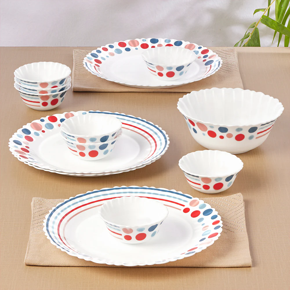 Larah by Borosil, Pastel Dinner Set, 13 pc