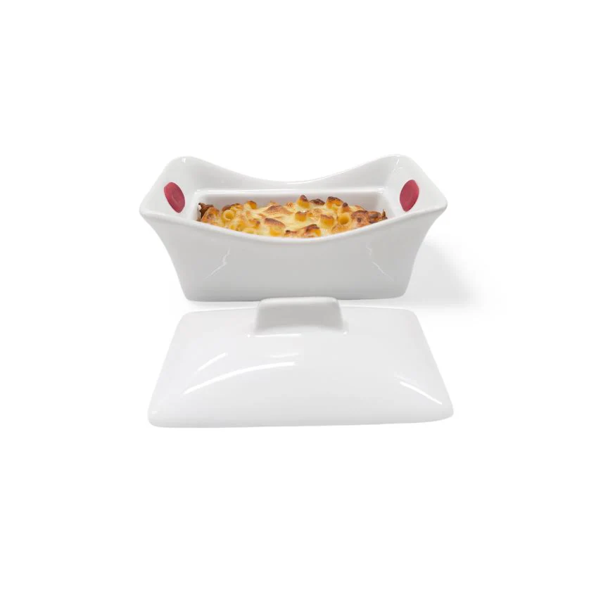 Aqua Mini Rectangular Baking Dish with Lid & Handle White