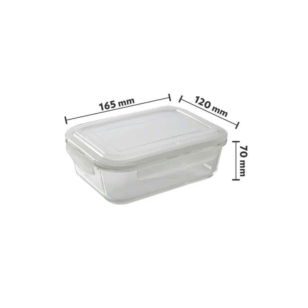 Borosil Blue Glass Lunchbox, Rectangular, 370ml + 370ml