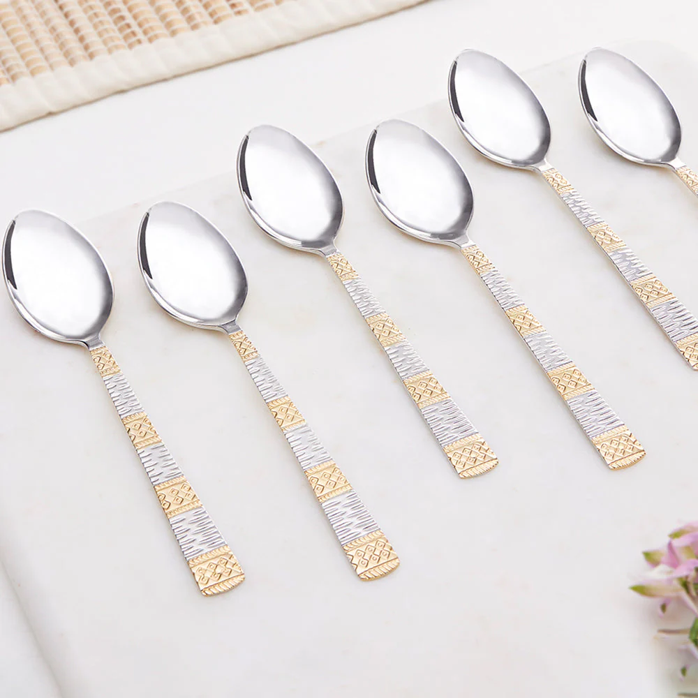Borosil Gold Tea Spoon, Set of 6, 14.3 cm