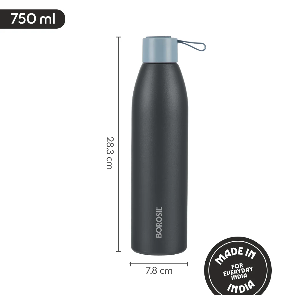 Duomate Vacuum Insulated Stainless Steel Bottle, Black, Personalise