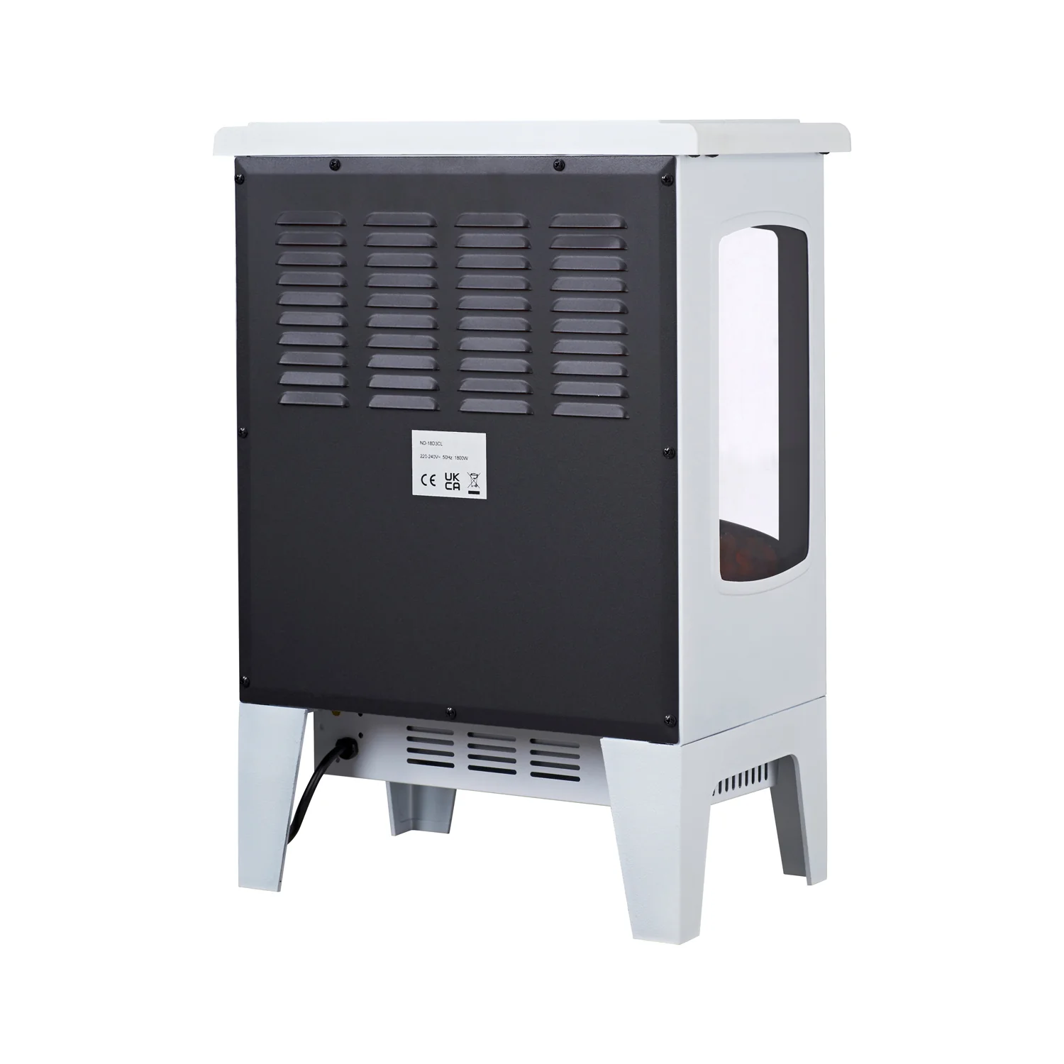 Neo Glass Window Electric Fire With Flame Effect - White