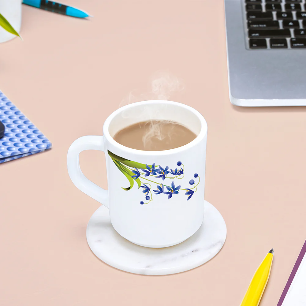 Larah by Borosil Lavender Mug Set, 240ml x 6