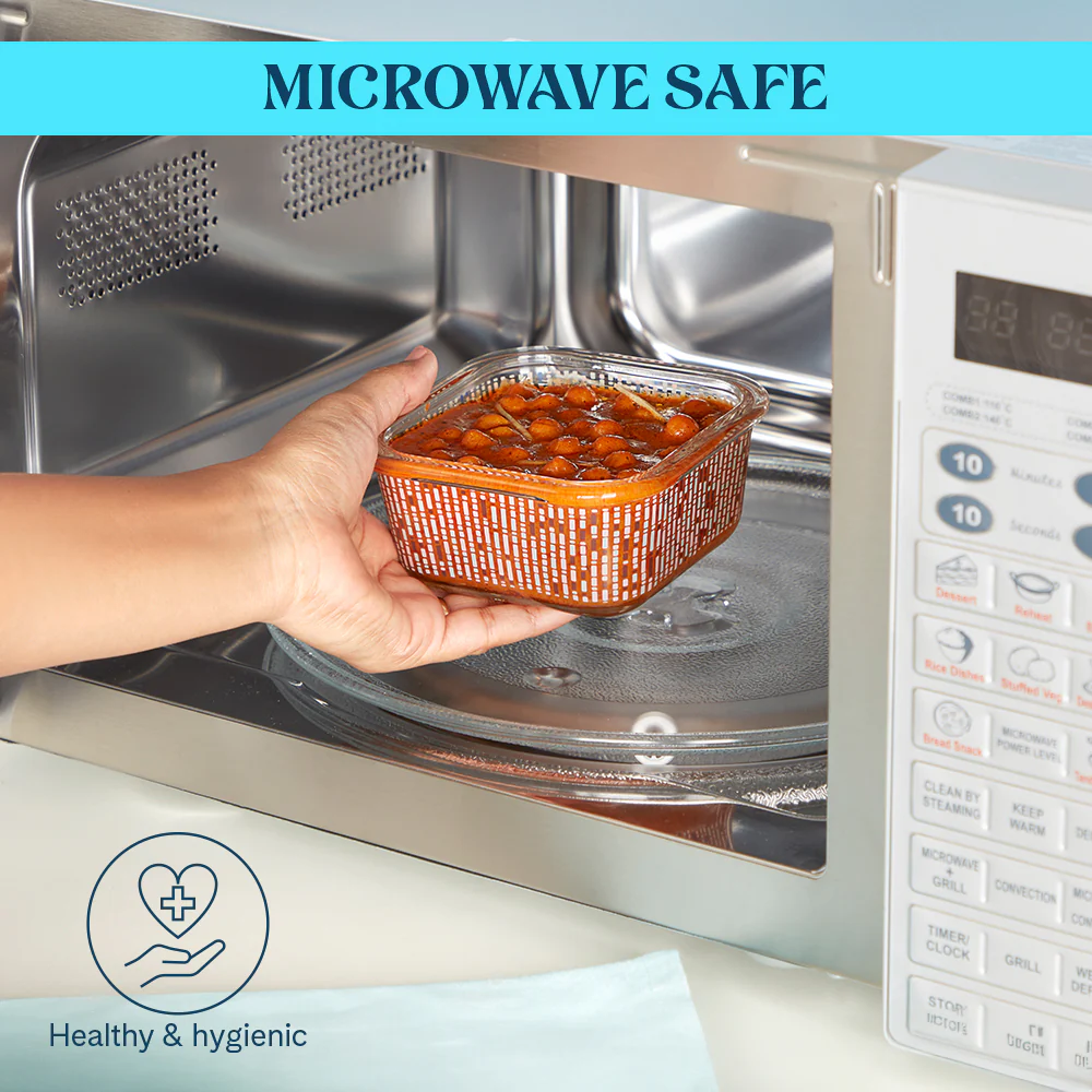 Larah Vogue Daisy Glass Lunchbox, Set of 4