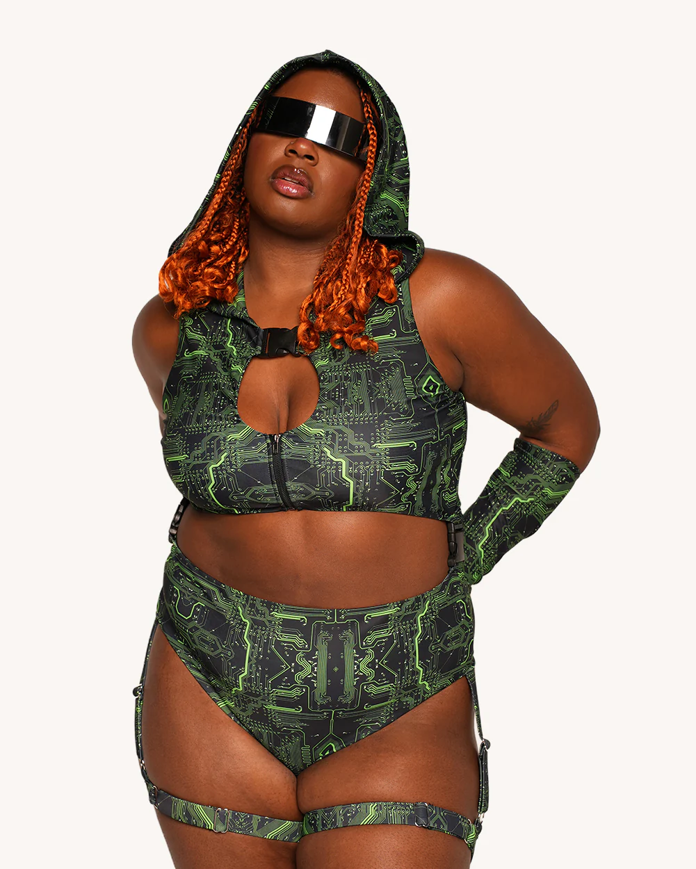 Cyber Matrix Bodysuit with Sleeves