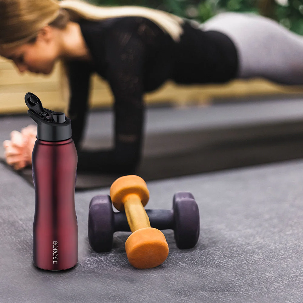 Borosil Grip n Sip Maroon, 1L