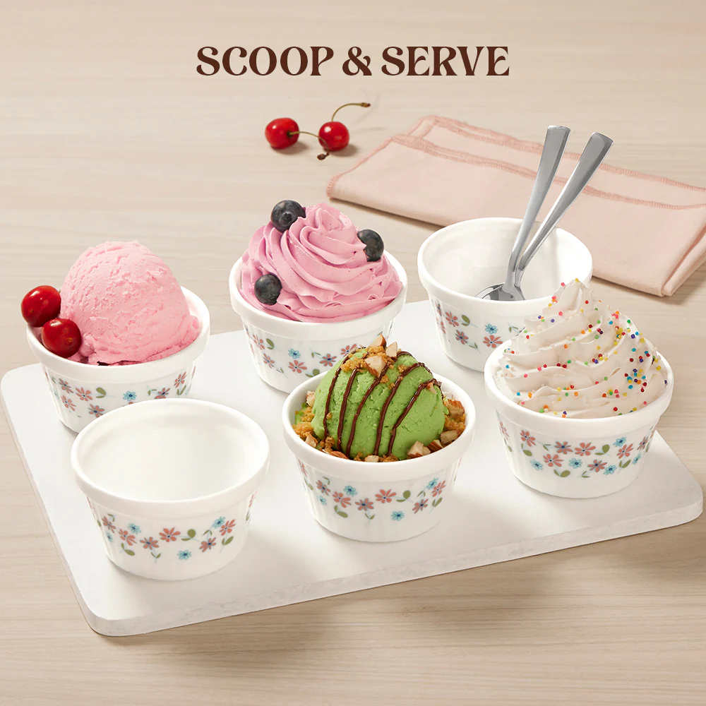 Larah by Borosil Jubilee Ice Cream Bowl Set, 6 pc