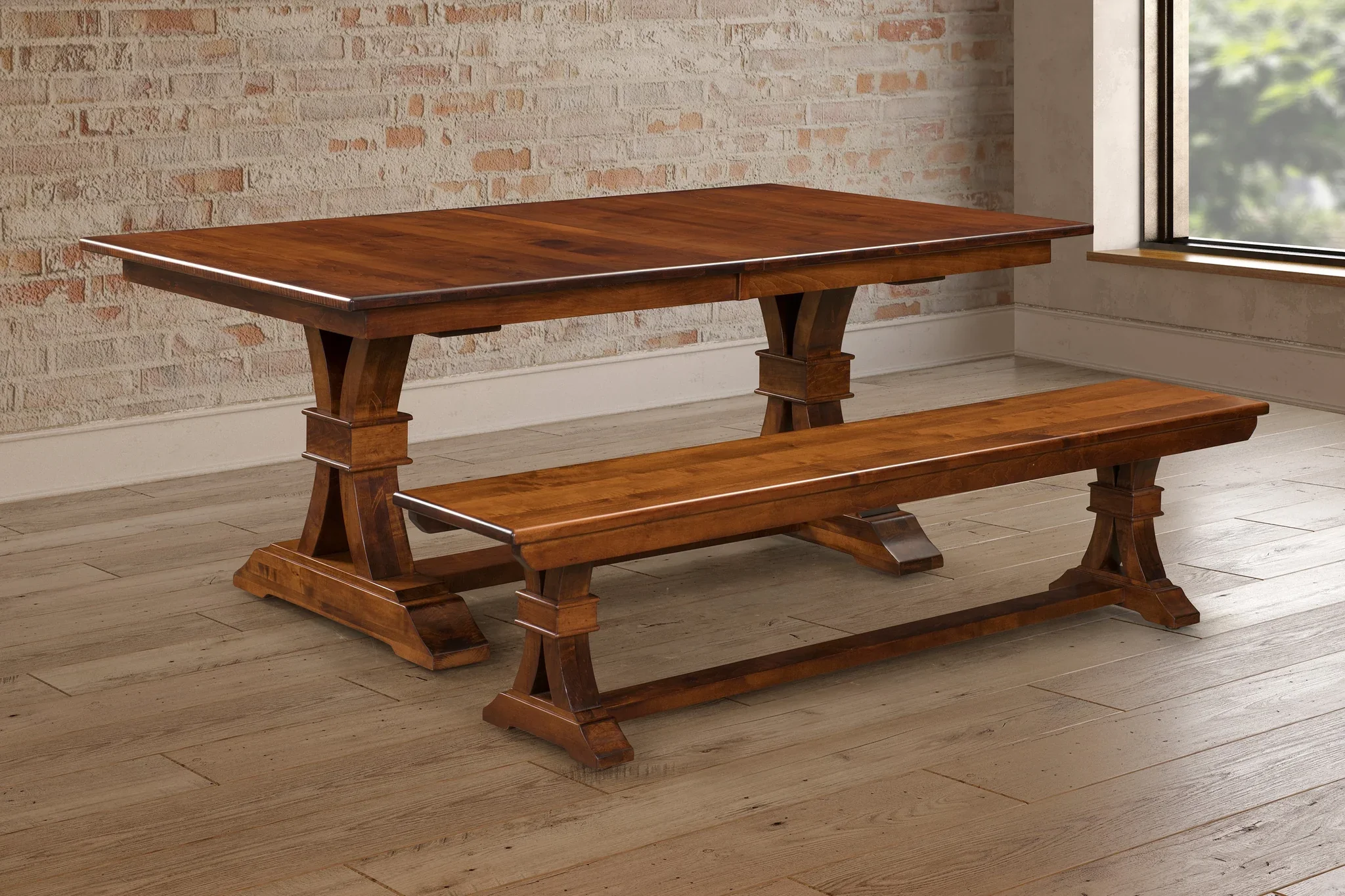 Amish Bowerston Double Pedestal Table