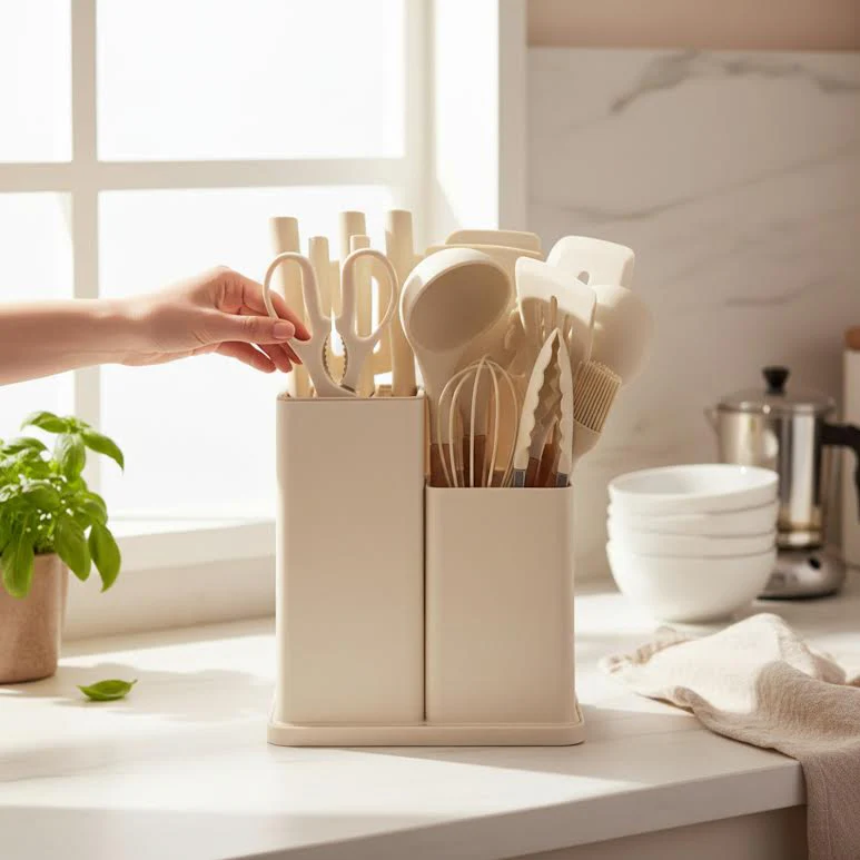 19 Piece Kitchen Utensil Set Cream