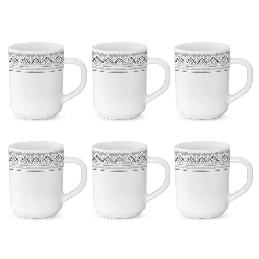 Larah by Borosil Classic Mug Set, 240ml x 6